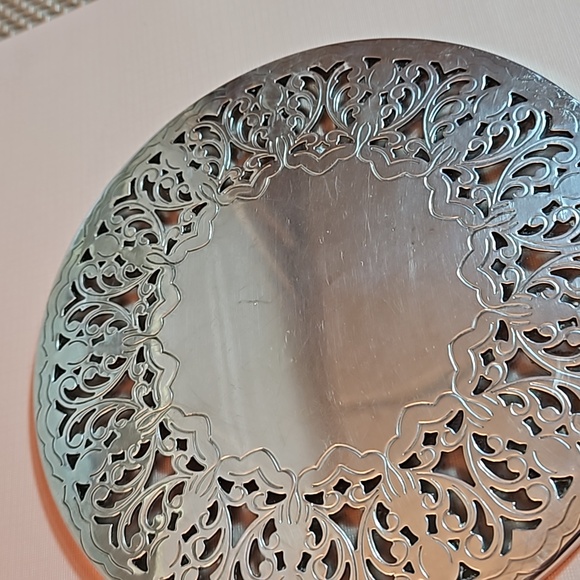 Vintage Silverplate Pierced Trivet Cake Stand Decorative Plate - Picture 2 of 5